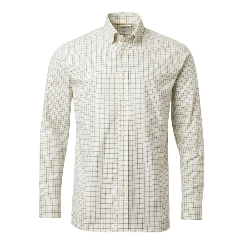 Baron Shooting Fit Stretch Shirt Men | Highland Green Tattersall