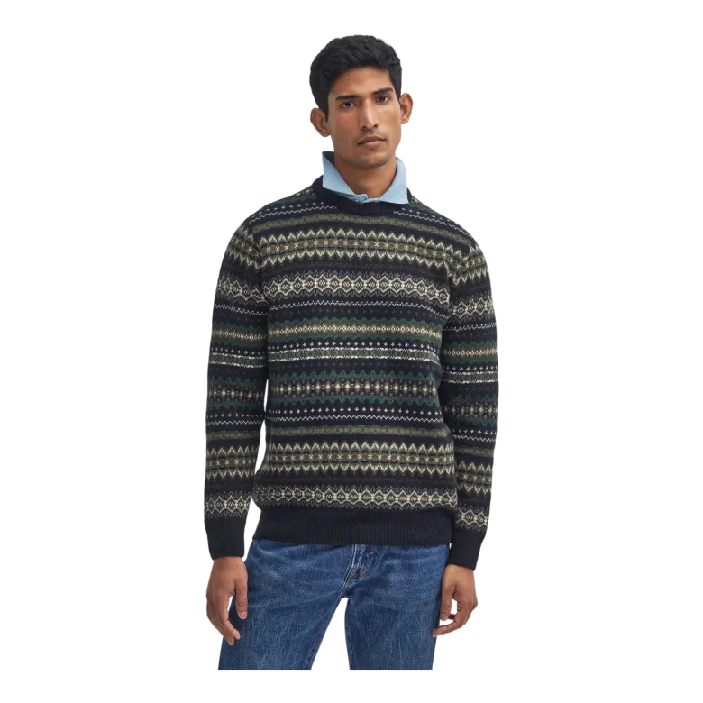 Case Fairisle Crew Neck Sweater | Black Marl