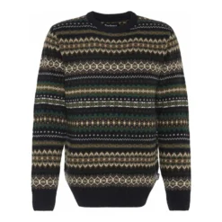 Case Fairisle Crew Neck Sweater | Black Marl