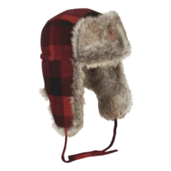 Classic Checked Fur Hat | Unisex | Red/Black
