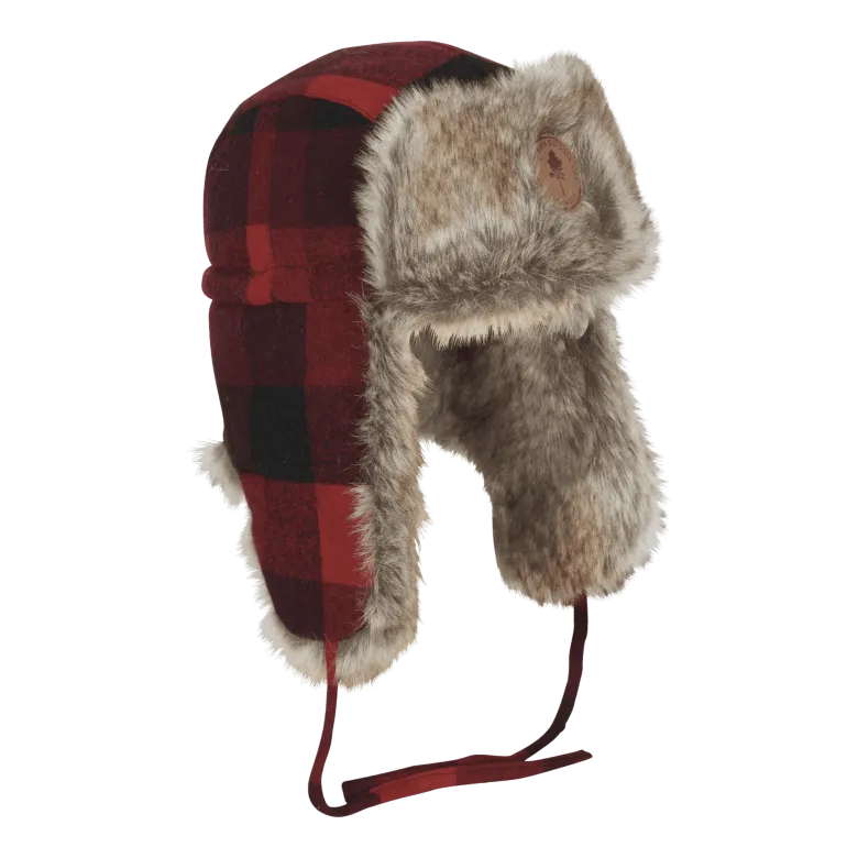 Classic Checked Fur Hat | Unisex | Red/Black