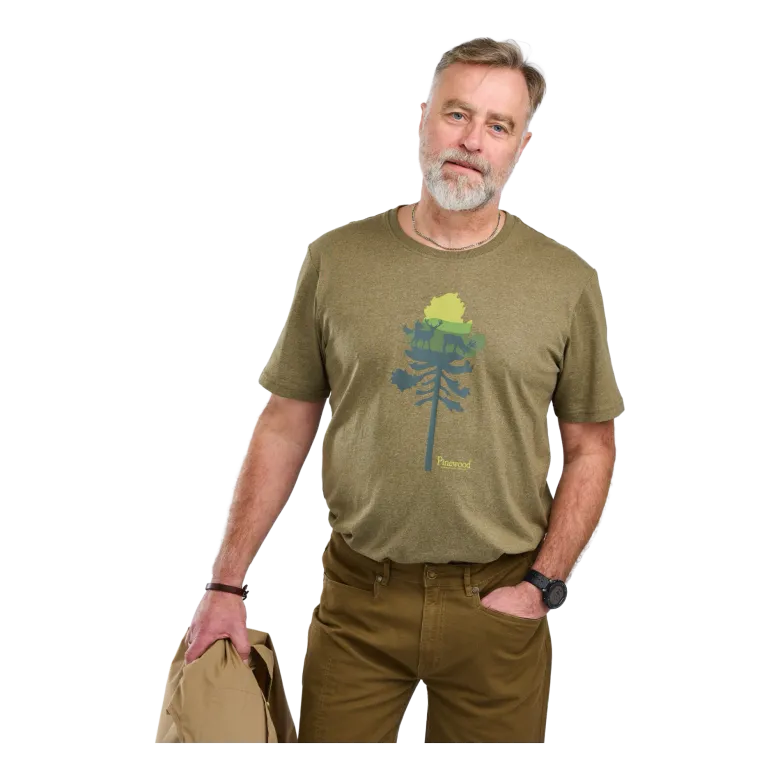 Finnveden Recycled Outdoor T-Shirt | Herr | Olive Mel Pine Tree