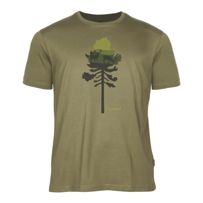 Finnveden Recycled Outdoor T-Shirt | Herr | Olive Mel Pine Tree