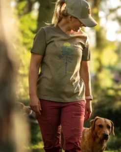 Finnveden Recycled Outdoor T-Shirt W | Dam | Olive Mel Pine Tree