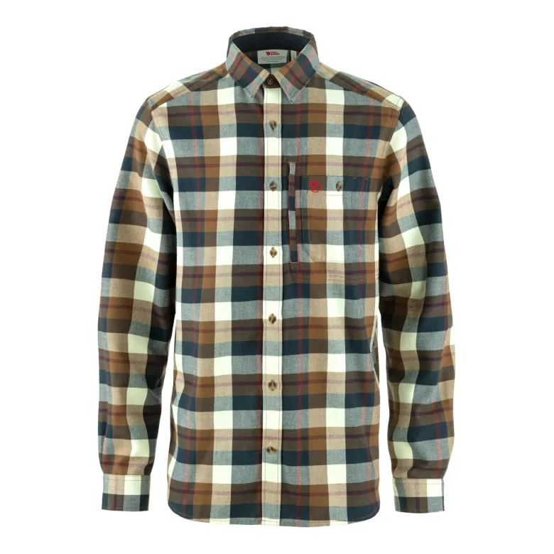 Fjällglim Relaxed Shirt M | Wood Brown-Chalk White