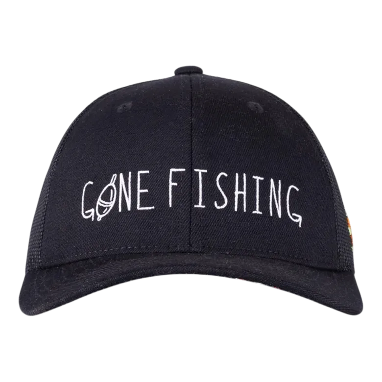 Gone Fishing Low Trucker Cap | Black