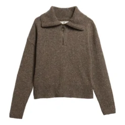 Lavensdale Half Zip Fleck Knitted Jumper | Deep Camel