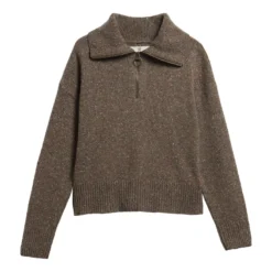 Lavensdale Half Zip Fleck Knitted Jumper | Deep Camel