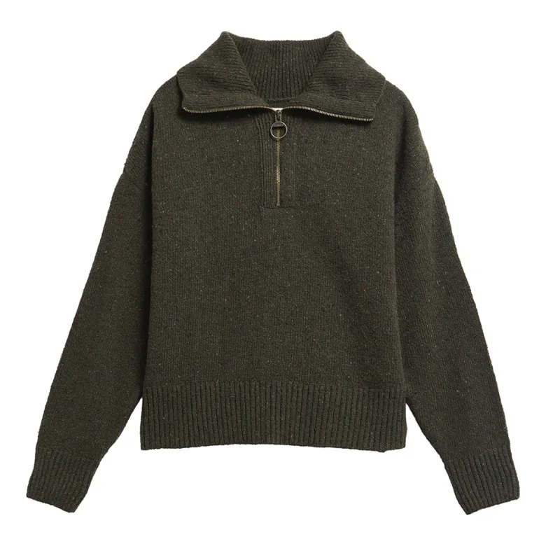 Lavensdale Half Zip Fleck Knitted Jumper | Olive
