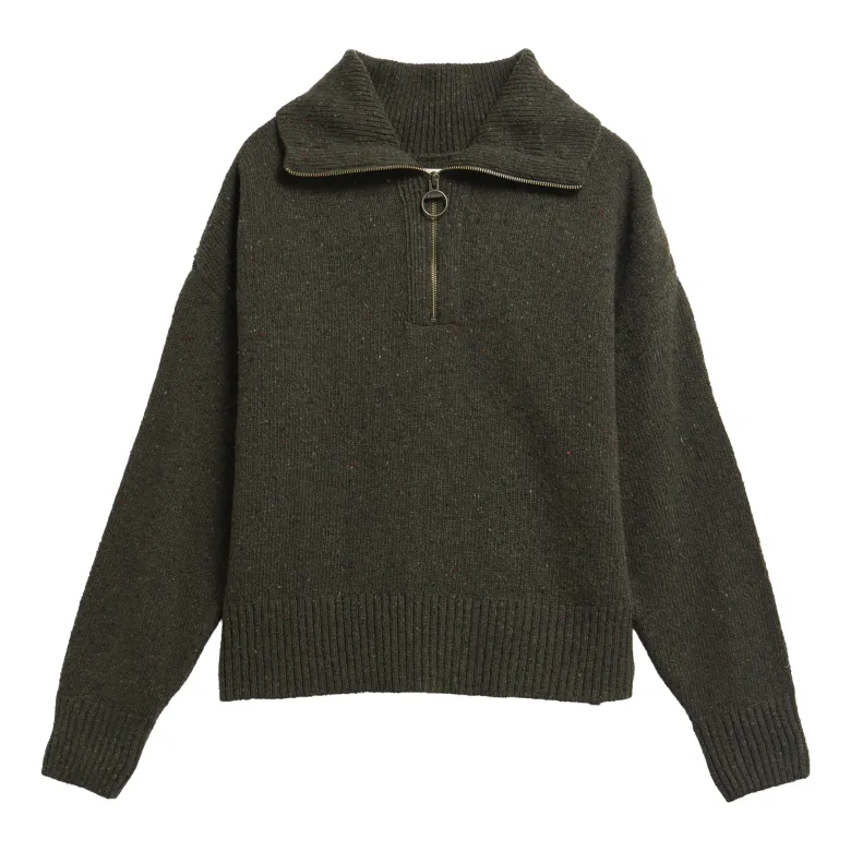 Lavensdale Half Zip Fleck Knitted Jumper | Olive