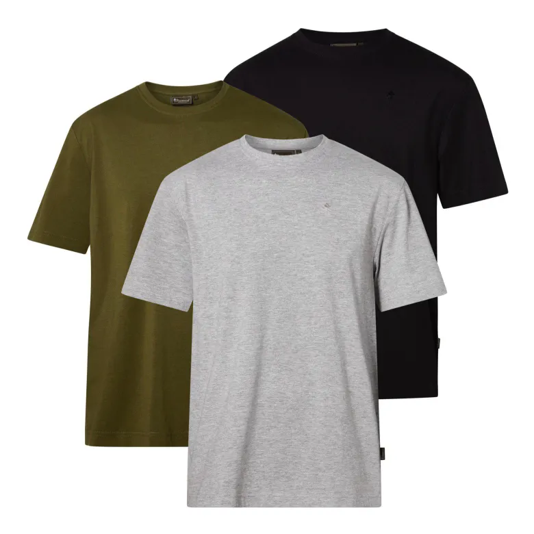 3-Pack T-Shirt | Herr | GreyMel/Pine/Black