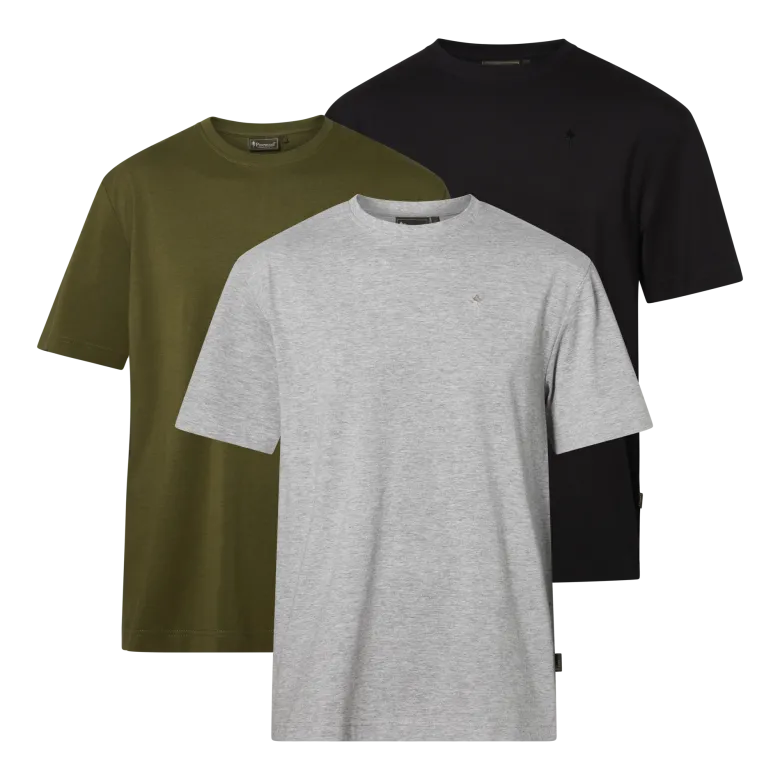 3-Pack T-Shirt | Herr | GreyMel/Pine/Black