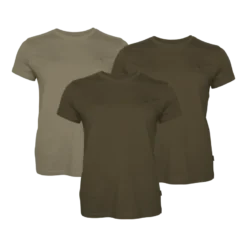 3-Pack T-Shirt W | Dam | Green/H.Brown/Khaki