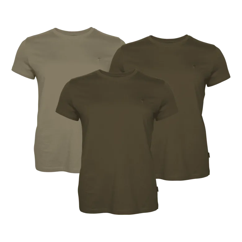 3-Pack T-Shirt W | Dam | Green/H.Brown/Khaki