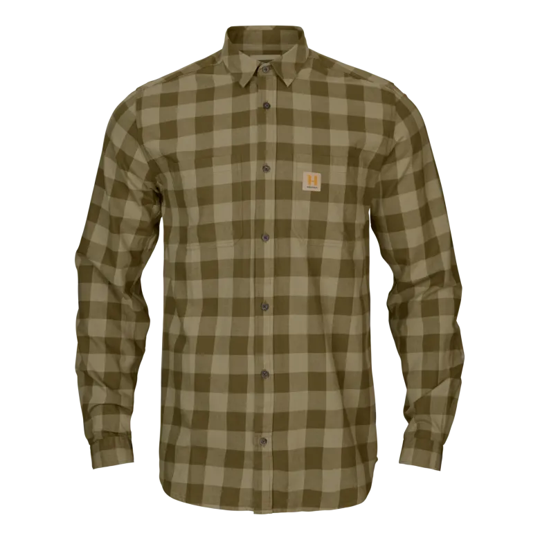 Scandinavian långärmad skjorta | Dark olive check
