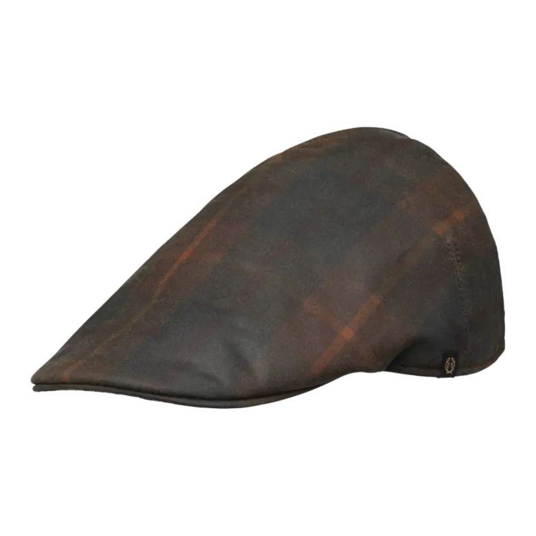 Torre Waxed Cotton Sixpence Cap | Hunter Brown Checked